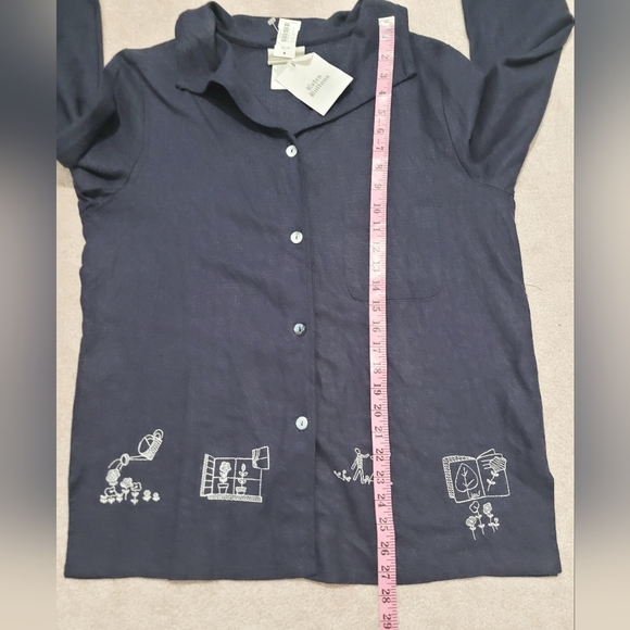 NEW Coldwater Creek Linen Button Front Garden Embroidered Top Tunic Size Medium - Picture 9 of 13